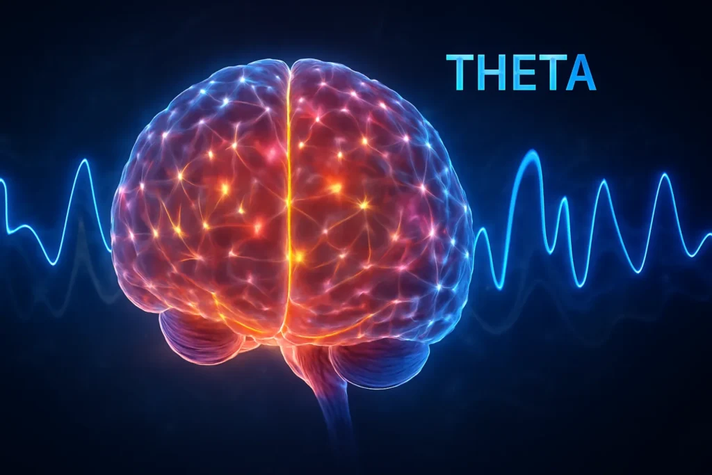 Representation of the brain with Theta brainwaves activated, the key to creativity, learning, and relaxation, as described in The Genius Wave.